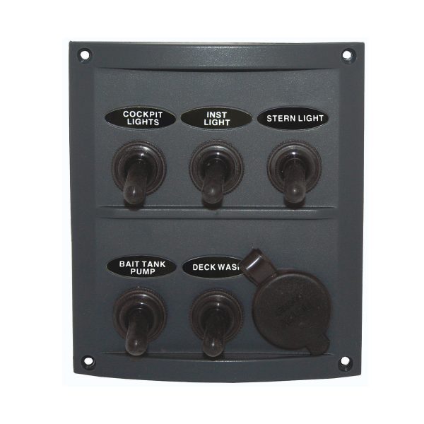 RWB Deluxe 6 Gang Switch Panel with Socket